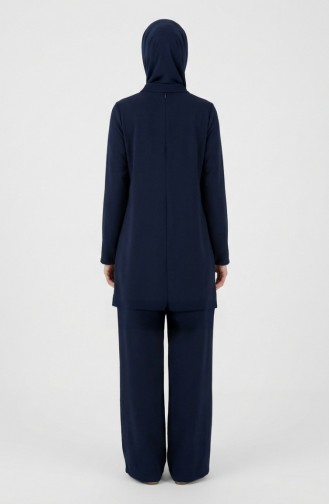 Tuniek En Broek Met Embleemdetails Tweedelige Set 0231-06 Marineblauw 0231-06