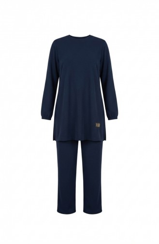 Tuniek En Broek Met Embleemdetails Tweedelige Set 0231-06 Marineblauw 0231-06