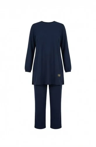 Ensemble Deux Pièces Tunique Et Pantalon Avec Emblème Référence 0231-06 Bleu Marine 0231-06