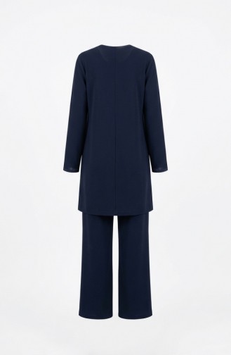 Tuniek En Broek Met Embleemdetails Tweedelige Set 0231-06 Marineblauw 0231-06