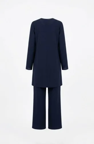 Ensemble Deux Pièces Tunique Et Pantalon Avec Emblème Référence 0231-06 Bleu Marine 0231-06