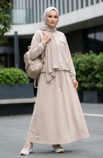 Cepli Pamuklu Tesettür ikili Takım 0238-02 Bej