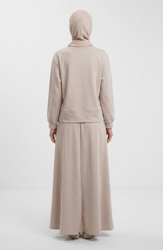 Cepli Pamuklu Tesettür ikili Takım 0238-02 Bej