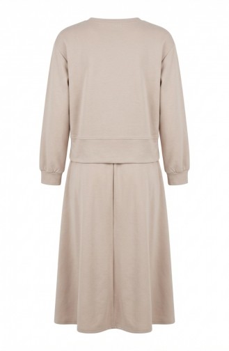 Cepli Pamuklu Tesettür ikili Takım 0238-02 Bej