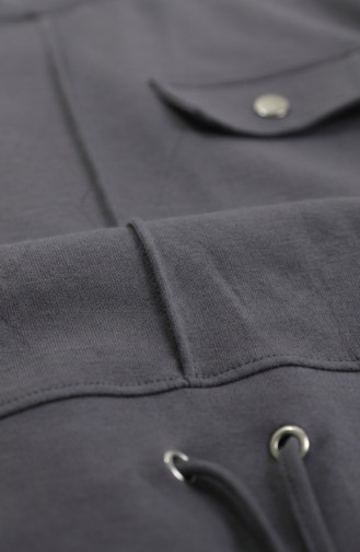 Zweiteiliges Hijab-Set Aus Baumwolle Mit Taschen 0238-03 Anthrazit 0238-03