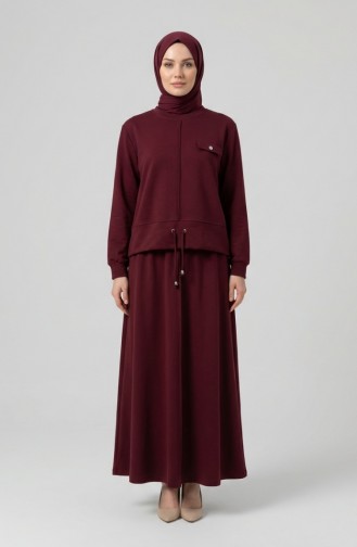 Cepli Pamuklu Tesettür ikili Takım 0238-04 Bordo