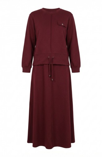 Cepli Pamuklu Tesettür ikili Takım 0238-04 Bordo