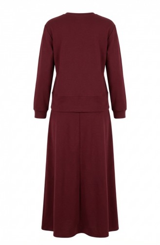 Cepli Pamuklu Tesettür ikili Takım 0238-04 Bordo