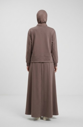 Cotton Two-Piece Hijab Set With Pockets 0238-05 Mink 0238-05