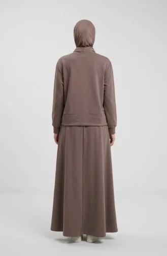 Ensemble Hijab Deux Pièces En Coton Avec Poches 0238-05 Vison 0238-05