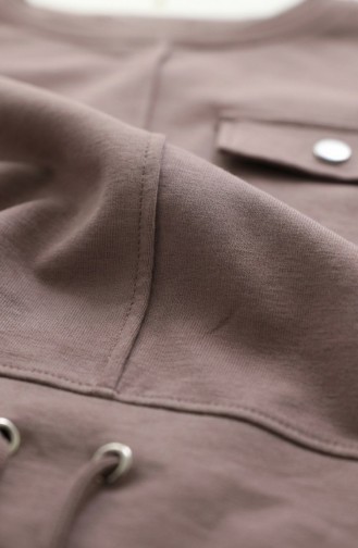 Cotton Two-Piece Hijab Set With Pockets 0238-05 Mink 0238-05