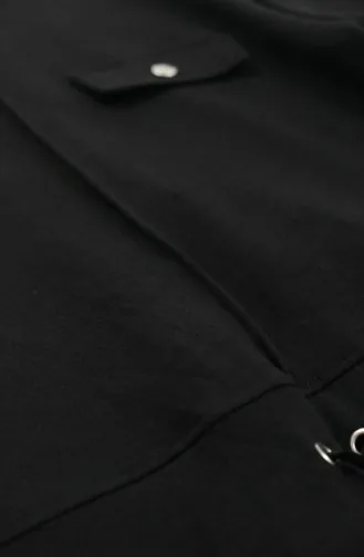 Zweiteiliges Hijab-Set Aus Baumwolle Mit Taschen 0238-06 Schwarz 0238-06