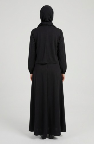 Fermuarlu Pamuklu Tesettür ikili Takım 0239-01 Siyah