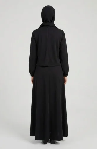 Ensemble Hijab Deux Pièces En Coton Avec Fermeture éclair 0239-01 Noir 0239-01