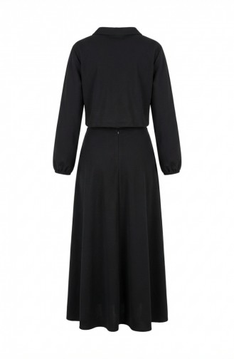 Fermuarlu Pamuklu Tesettür ikili Takım 0239-01 Siyah