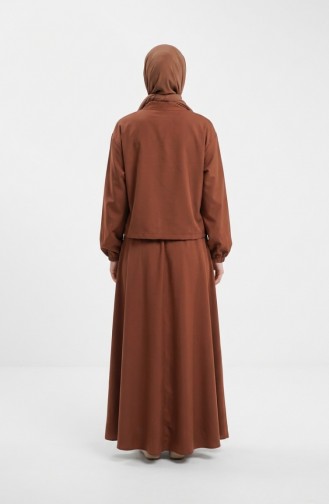 Zweiteiliges Hijab-Set Aus Baumwolle Mit Reißverschluss 0239-03 Terracotta 0239-03