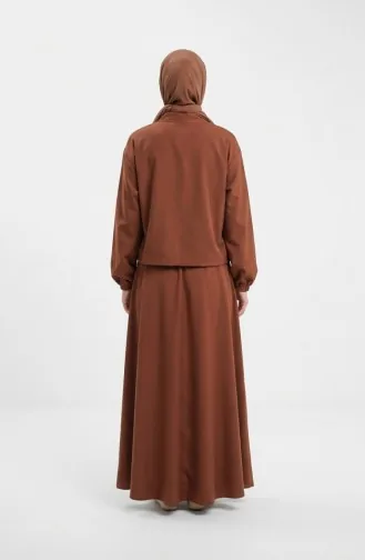 Cotton Two-Piece Hijab Set With Zipper 0239-03 Terracotta 0239-03