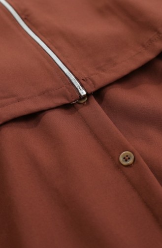 Zweiteiliges Hijab-Set Aus Baumwolle Mit Reißverschluss 0239-03 Terracotta 0239-03