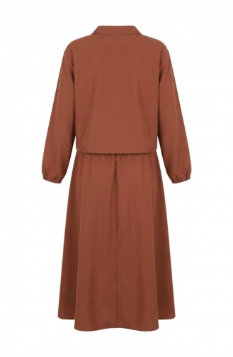 Zweiteiliges Hijab-Set Aus Baumwolle Mit Reißverschluss 0239-03 Terracotta 0239-03