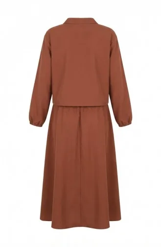 Cotton Two-Piece Hijab Set With Zipper 0239-03 Terracotta 0239-03