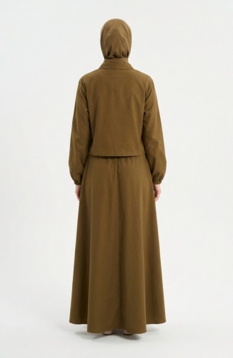 Zweiteiliges Hijab-Set Aus Baumwolle Mit Reißverschluss 0239-04 Olivgrün 0239-04