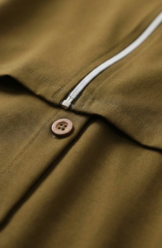 Zweiteiliges Hijab-Set Aus Baumwolle Mit Reißverschluss 0239-04 Olivgrün 0239-04