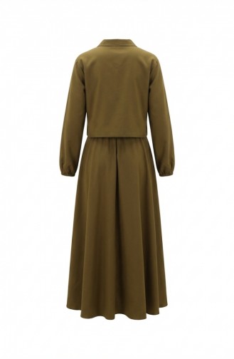 Zweiteiliges Hijab-Set Aus Baumwolle Mit Reißverschluss 0239-04 Olivgrün 0239-04