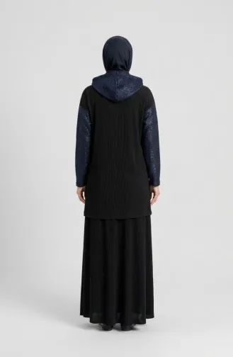 Sim Detail Hooded Two-Piece Set 2221-01 Black 2221-01