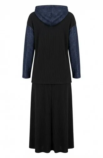 Sim Detail Hooded Two-Piece Set 2221-01 Black 2221-01