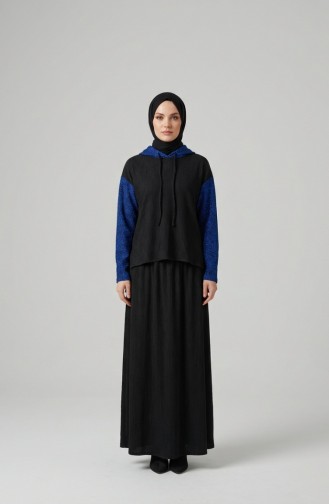 Sim Detail Tweedelig Capuchon Set 2221-02 Zwart Marineblauw 2221-02