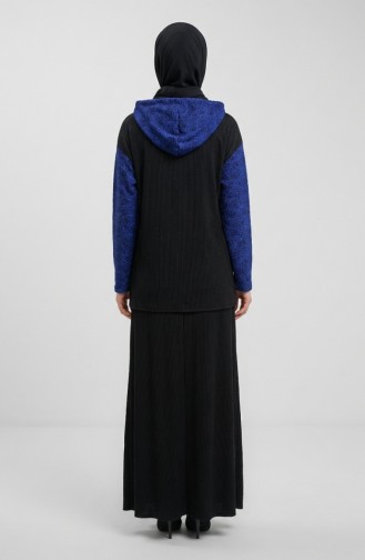 Sim Detail Tweedelig Capuchon Set 2221-02 Zwart Marineblauw 2221-02