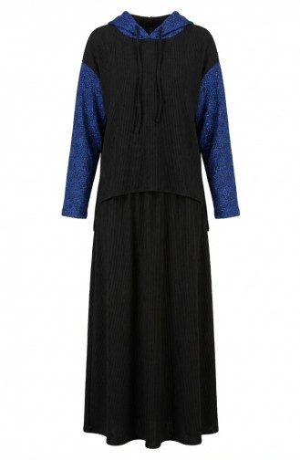 Sim Detail Tweedelig Capuchon Set 2221-02 Zwart Marineblauw 2221-02