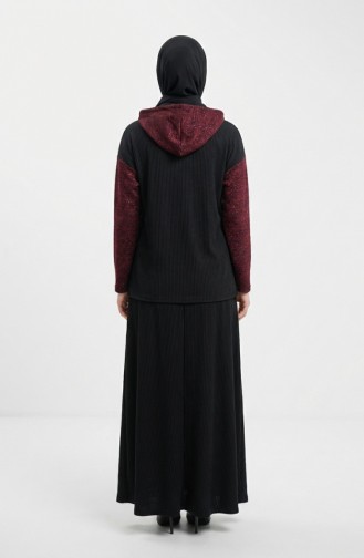Ensemble Deux Pièces à Capuche Sim Detail 2221-03 Noir Bordeaux 2221-03