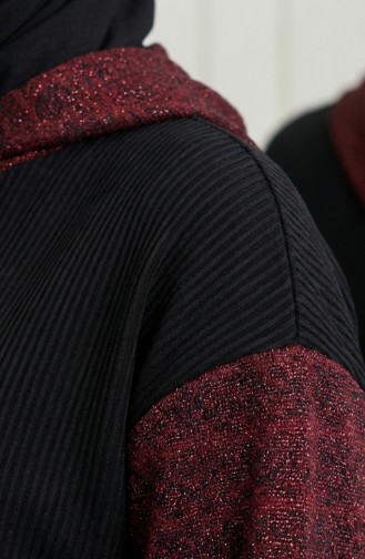 Ensemble Deux Pièces à Capuche Sim Detail 2221-03 Noir Bordeaux 2221-03