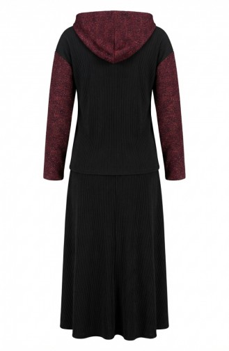 Ensemble Deux Pièces à Capuche Sim Detail 2221-03 Noir Bordeaux 2221-03
