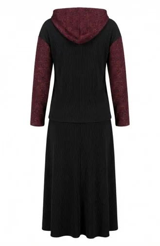 Ensemble Deux Pièces à Capuche Sim Detail 2221-03 Noir Bordeaux 2221-03