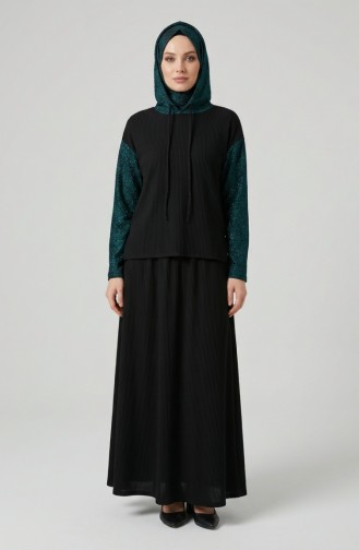 Sim Detail Tweedelig Capuchon Set 2221-04 Zwart Petrol 2221-04