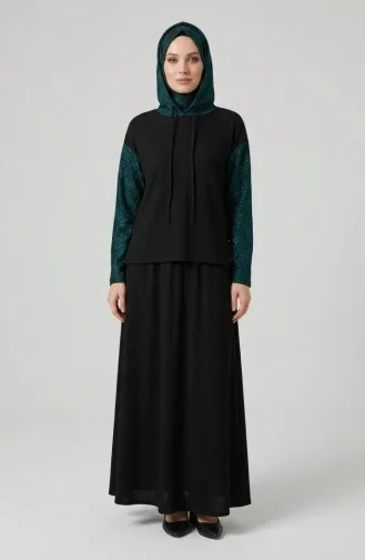 Sim Detail Hooded Two-Piece Set 2221-04 Black Petrol 2221-04