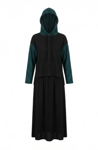 Sim Detail Hooded Two-Piece Set 2221-04 Black Petrol 2221-04
