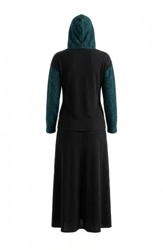 Sim Detail Hooded Two-Piece Set 2221-04 Black Petrol 2221-04
