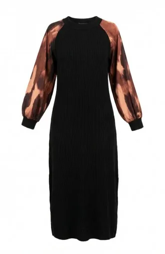 Verziertes Gemustertes Hijab-Kleid 2217-02 Schwarz Braun 2217-02