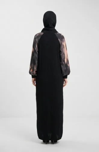 Verziertes Gemustertes Hijab-Kleid 2217-04 Schwarz Anthrazit 2217-04