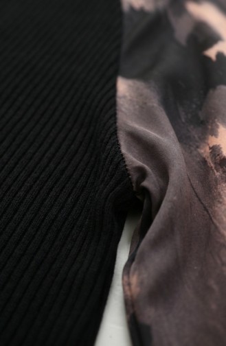 Embellished Patterned Hijab Dress 2217-04 Black Anthracite 2217-04