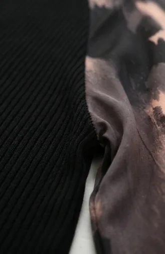 Verziertes Gemustertes Hijab-Kleid 2217-04 Schwarz Anthrazit 2217-04