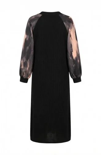 Verziertes Gemustertes Hijab-Kleid 2217-04 Schwarz Anthrazit 2217-04