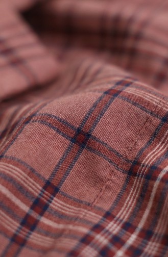 Geruite Hijabjurk Met Ceintuur 2219-01 Bordeauxrood 2219-01