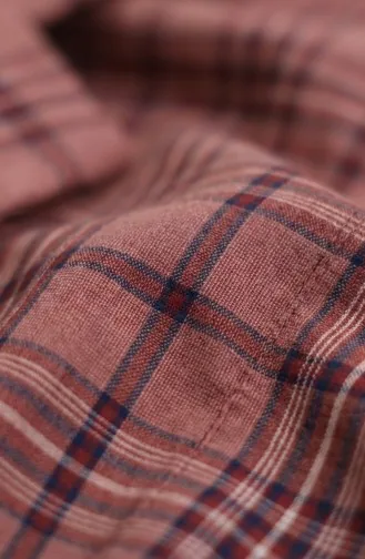Robe Hijab Ceinturée à Carreaux 2219-01 Bordeaux 2219-01