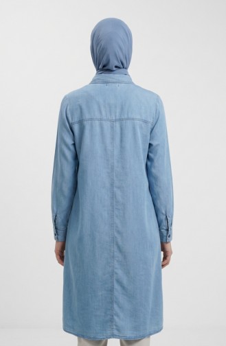 Tencel-Stoff Jeans-Tunika Mit Reißverschluss Modell 1912-01 Hellblau 1912-01