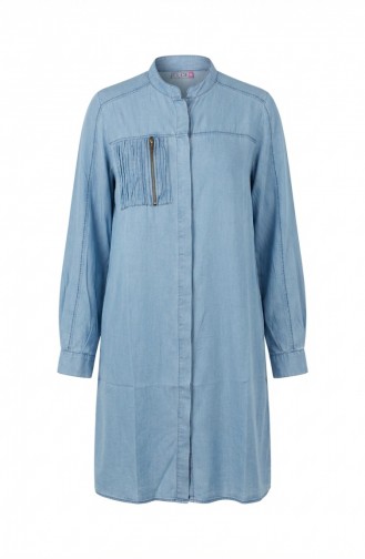 Tencel-Stoff Jeans-Tunika Mit Reißverschluss Modell 1912-01 Hellblau 1912-01