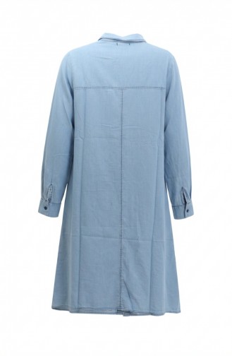Tencel-Stoff Jeans-Tunika Mit Reißverschluss Modell 1912-01 Hellblau 1912-01